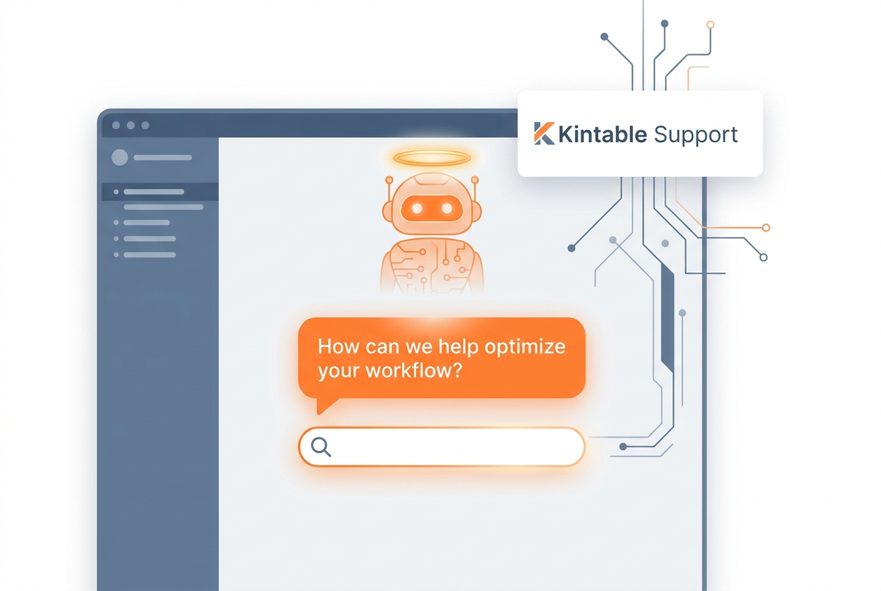 Kintable support workflow assistant for product demos, support, and partnership requests