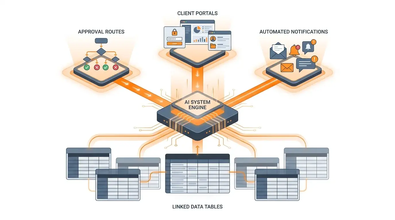 Kintable modern platform beyond spreadsheet-based tools for operations workflows with approvals and portals
